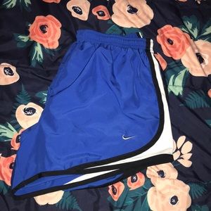 Blue and white nike shorts